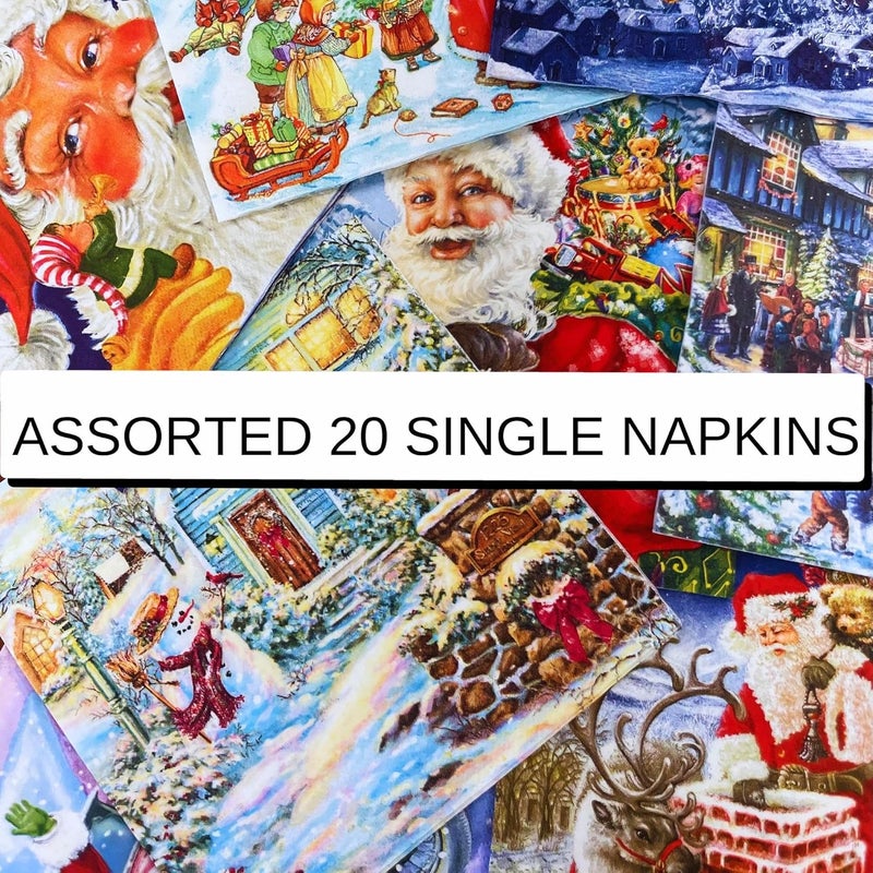 Keep Unique Mystery Pack Decoupage Paper Napkins, 20-ct Assorted Surprise Napkins, Decorative Napkins Christmas for Art Craft Junk Journal, 20 Different Designs - Image 3